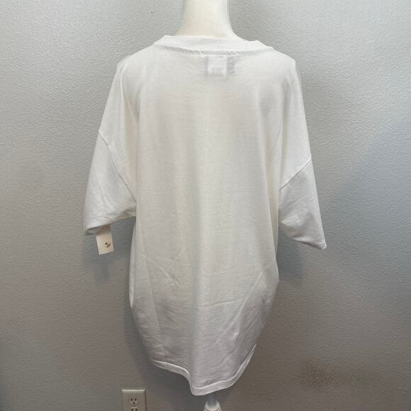 VTG Country Boot Graphic White Embellished Oversized T-Shirt - Picture 6 of 10